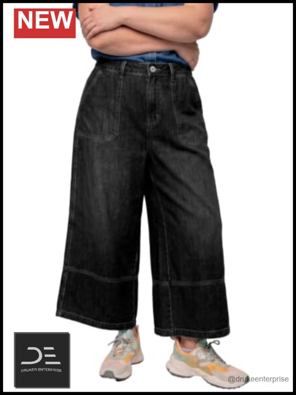 Plus Size Wide Leg Jeans Women High Waisted Stretchy Denim Pants Pockets
